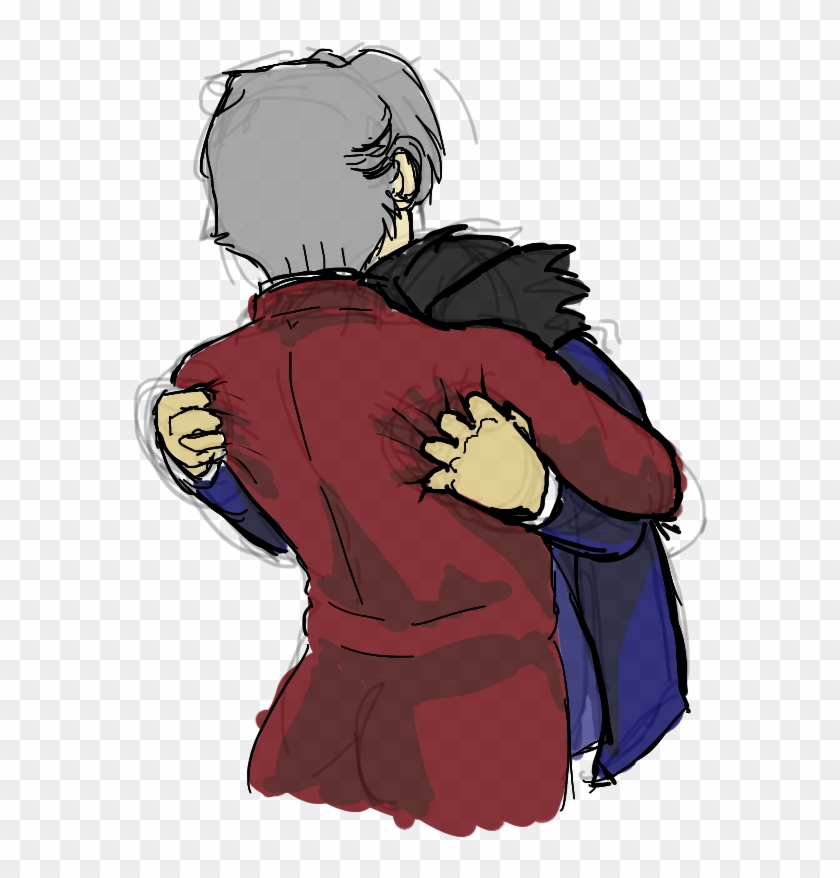 Just Wanted To Draw A Cute Miles Comforting Phoenix - Phoenix Wright Miles Edgeworth Yaoi #488978