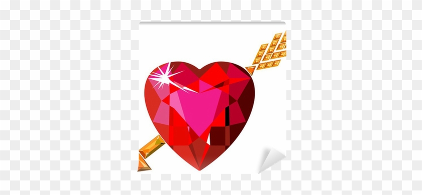 Red Ruby Heart Struck By Cupid Arrow Wall Mural • Pixers® - Ruby Heart #489427