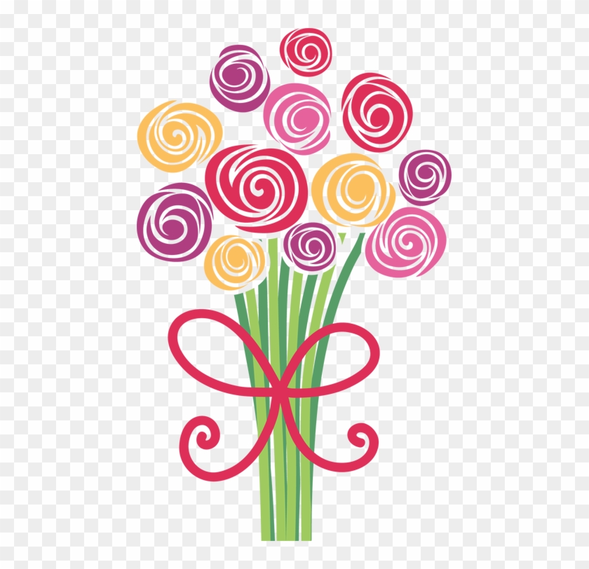 Cute And Fun Bouquet Of Hand Drawn Flowers - Simple Flower Vector Background #489664