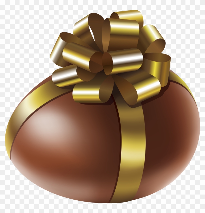Easter Chocolate Egg With Gold Bow Transparent Png - Gold #489726