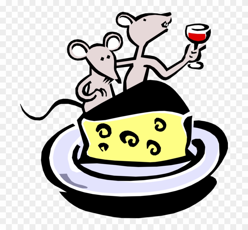 Vector Illustration Of Cartoon Mice Dining On Wine - Narrative Text The Little Mouse #489825