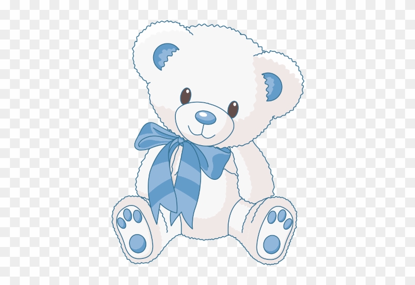 Cute White Bear Wearing-blue Scarf - Rond De Serviette Ourson #490077