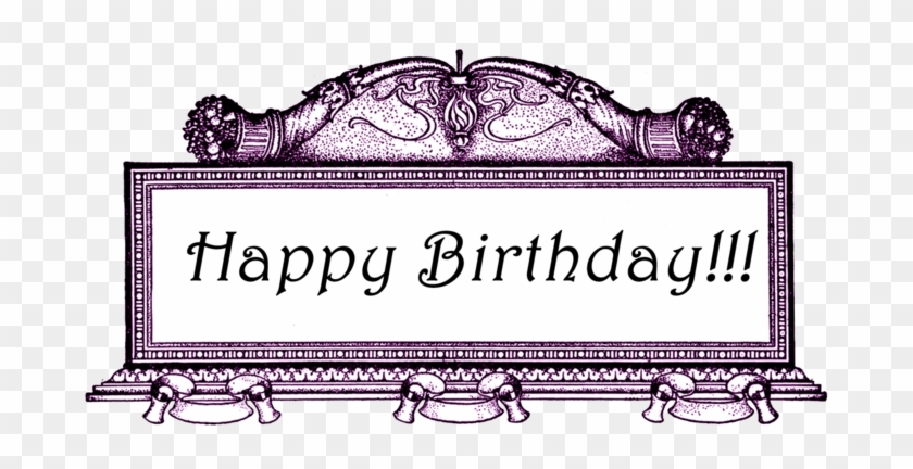 Free Vintage Digital Stamp Ornate Frame Happy Birthday - Digital Stamp #490172