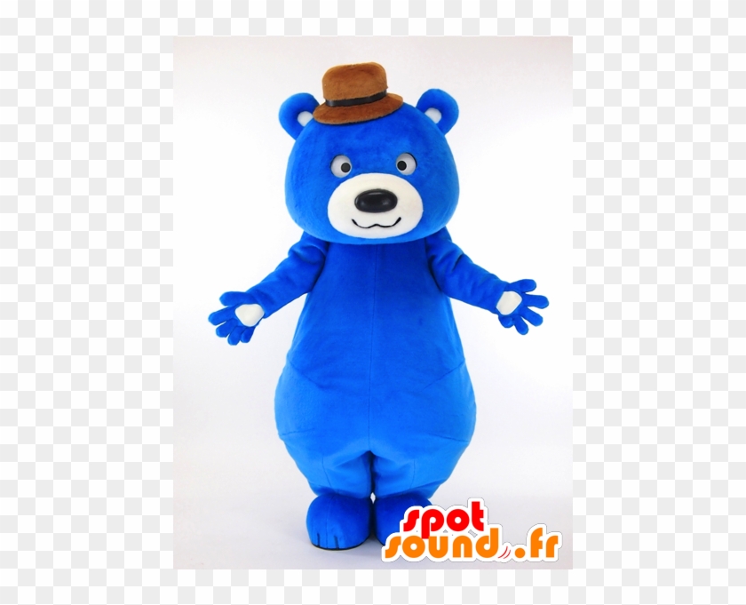 Mr Thick Mascot, Big Blue Teddy Bear With A Hat - Nottorin New Spotsound Masot Yuru-chara Green Man With #490266