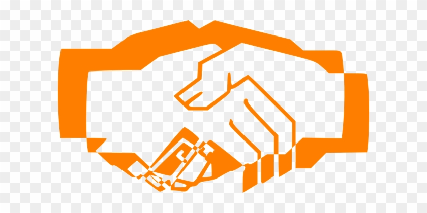 Handshake Orange Hand Shake Trust Greeting - Handshake Clipart Orange #490643