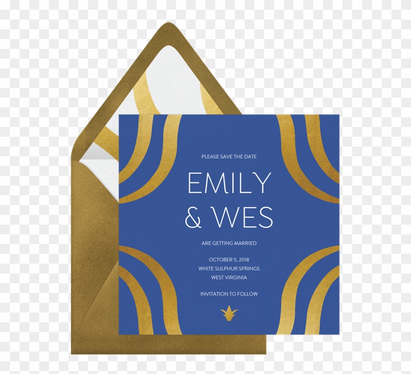 Luxe Gold Swirls Save The Date In Blue - Banner #490865