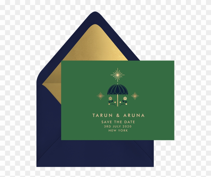 Jewel Of The East Save The Date In Green - Triangle #490898