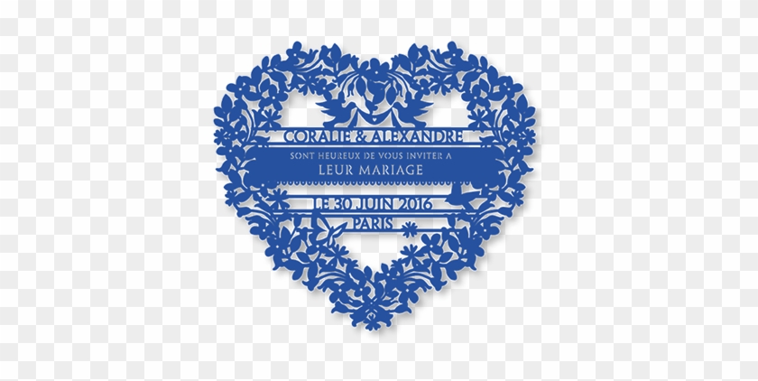 Coeur Save The Date En Découpe Laser - Faire Part Mariage Dentelle Bleu #490906