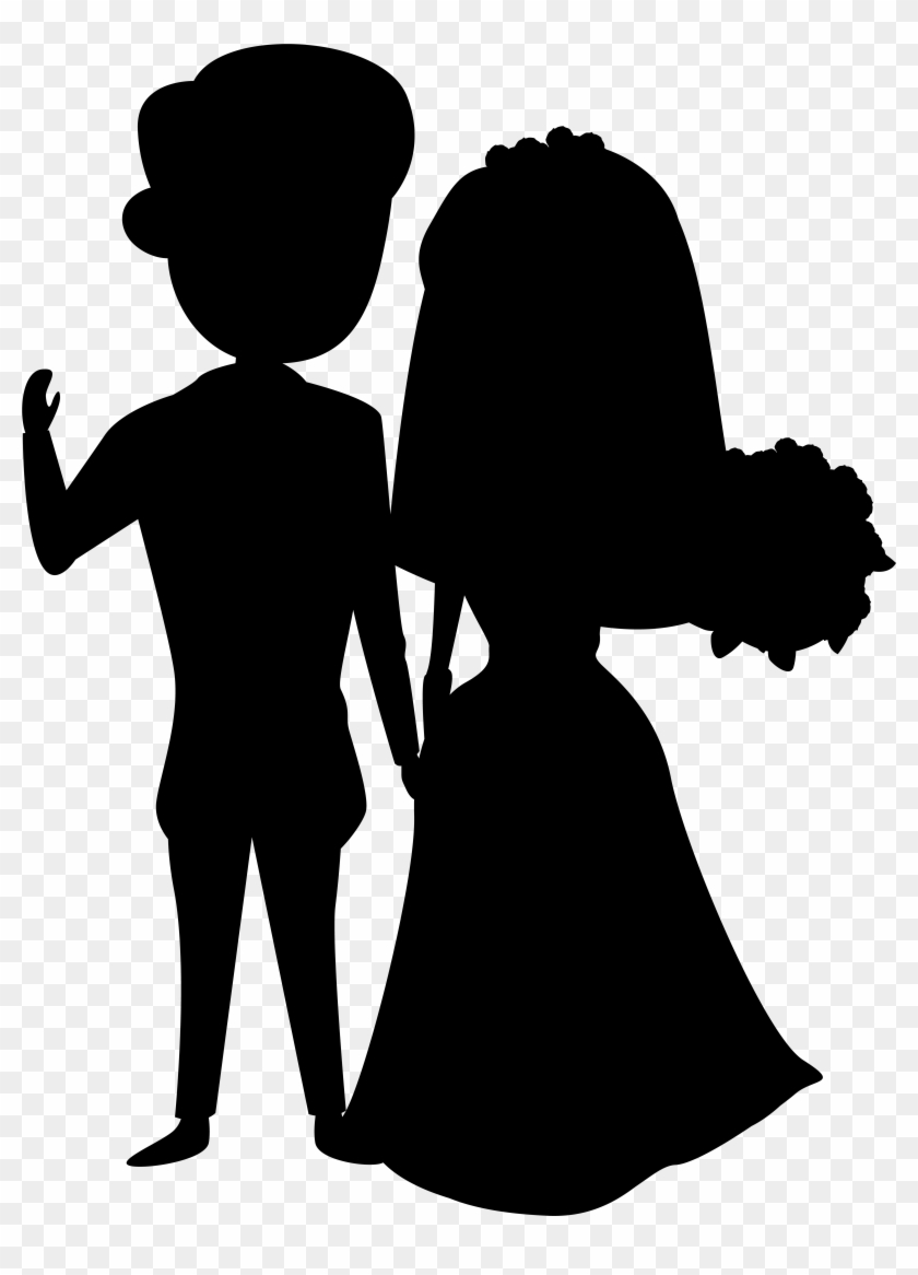 Wedding Couple Silhouette Clip Art - Wedding Couple Silhouette Clip Art #491044