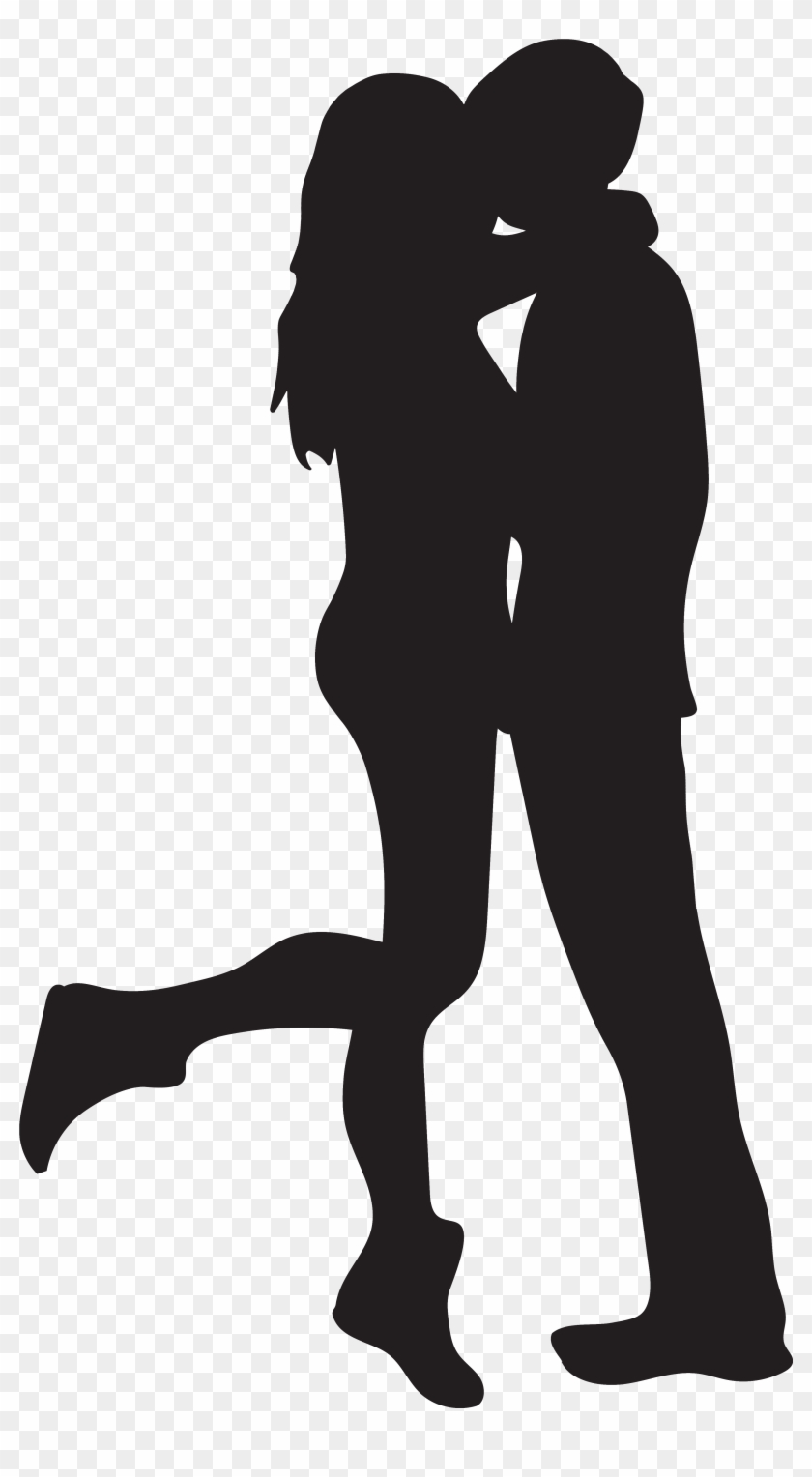 Kissing Couple Silhouettes Png Clipart Image - Couple Kissing Silhouette Png #491061