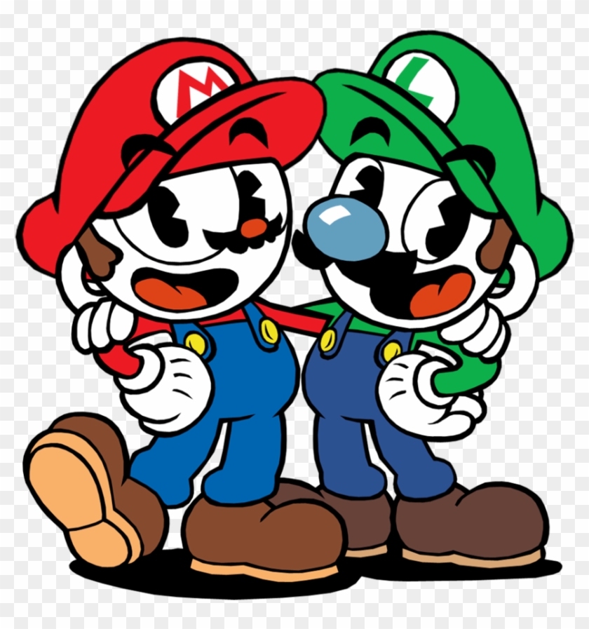 Cuphead And Mugman By Twin-gamer - Cuphead And Mugman Mario And Luigi #491101