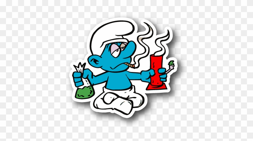 Blue Cartoon Hitting A Bong Sticker - Cartoon Weed Stickers #491504