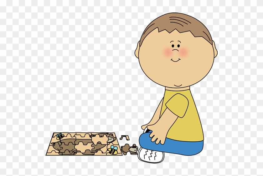 Boy Putting Puzzle Together - Boy Puzzle Clipart #491689