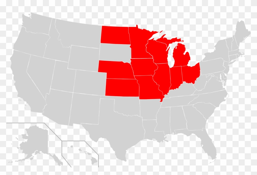 File Map Of Usa Highlighting Oca Midwest Diocese Svg - States With Corporal Punishment #491853