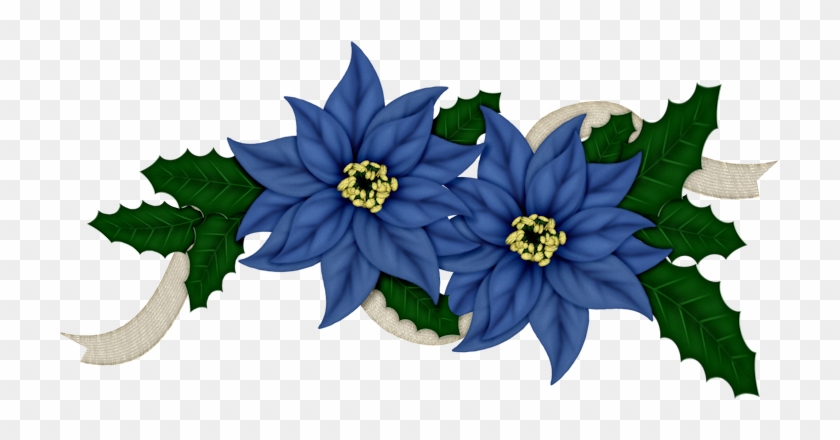 Flowers Of Christmas In Blue Clip Art - Clipart Navideños Azul Png #491992