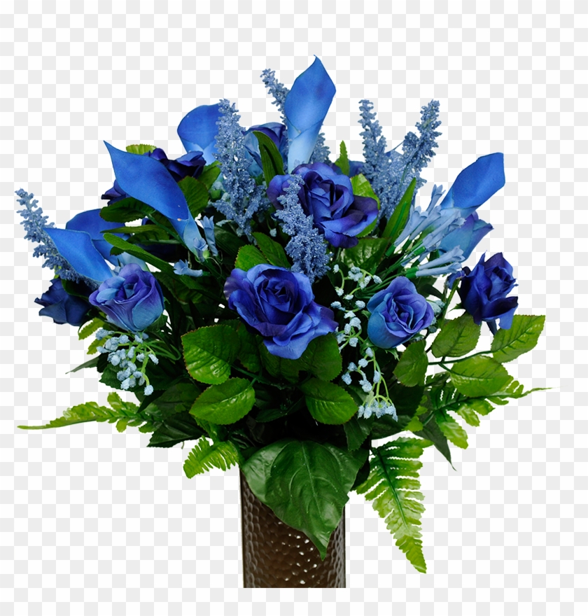 Blue Roses - Flower Arrangement For Cemetery Vase #492099