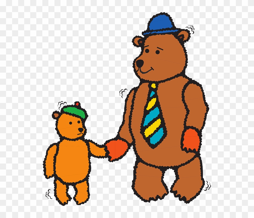 Tie, Bear, Hats, Art, Father, Walking, Together - 3drose Best Dad Bears - Fathers Day - Cute Art, Iron #492133
