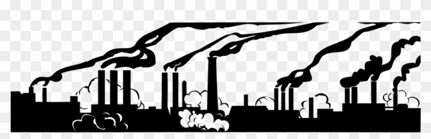 Factory Graphic - Air Pollution Clipart Black And White #492222