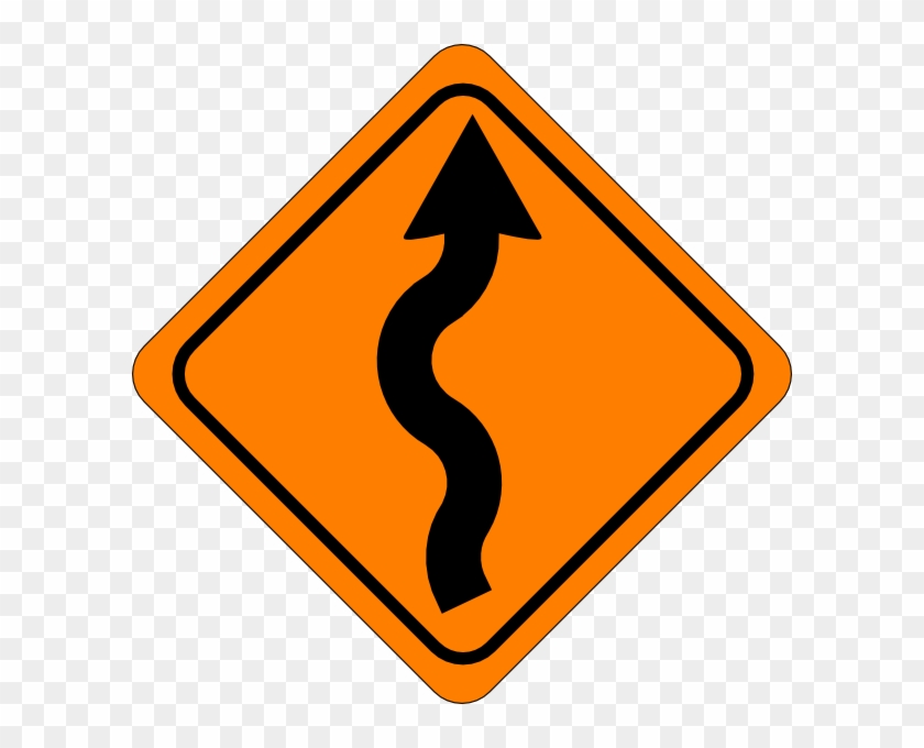 Curvy Road Sign Clip Art At Clker - Orange Traffic Signs Png #492540