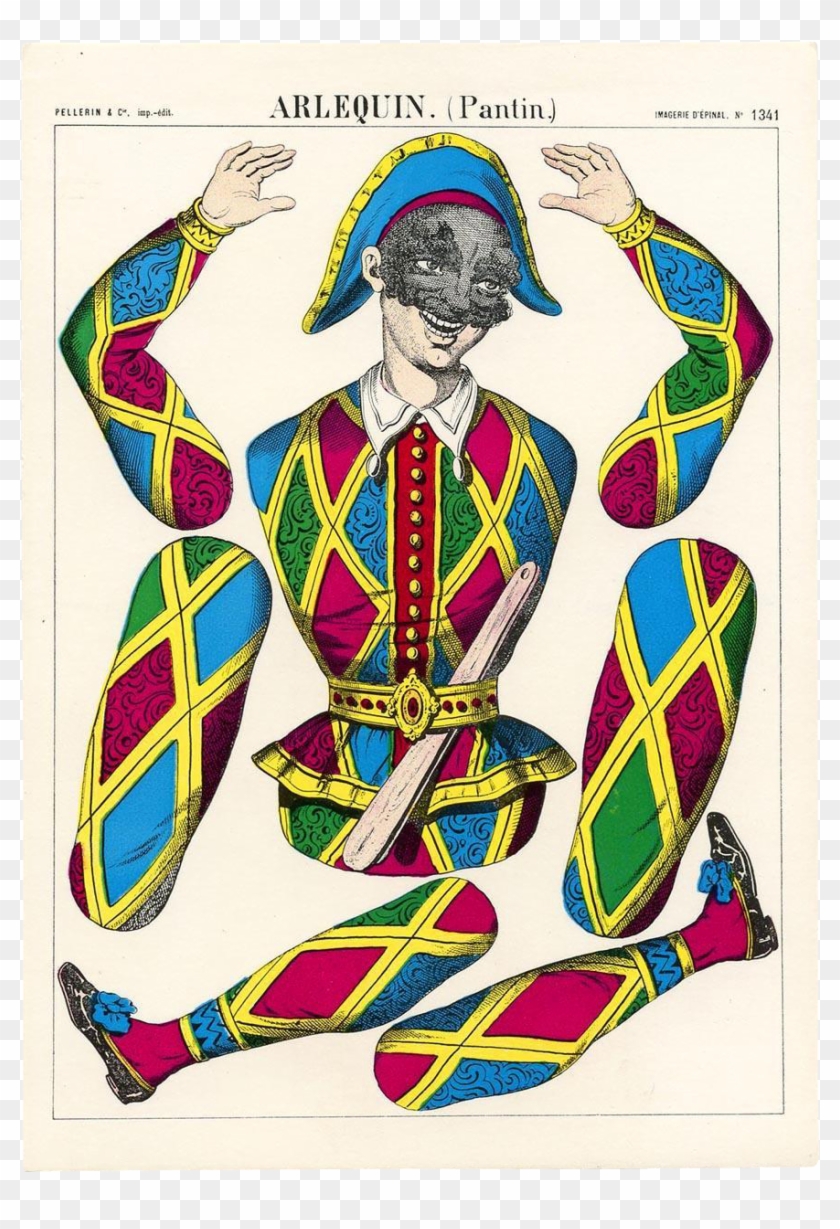 Vintage Imagerie D'épinal Reproduction Harlequin Jumping - Arlequin Coloriage #492544
