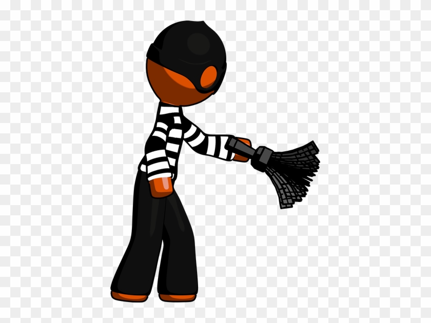 Orange Thief Man Dusting With Feather Duster Downwards - Orange Thief Man Dusting With Feather Duster Downwards #492566