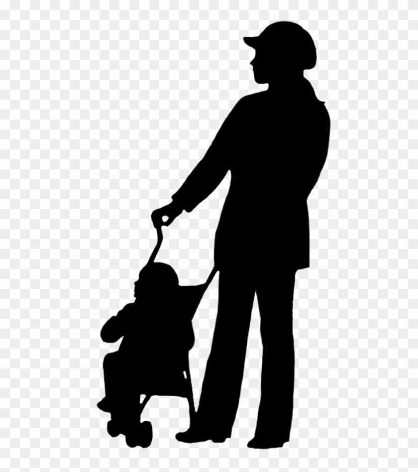 Parent And Child Silhouette - Woman With Stroller Silhouette #492719
