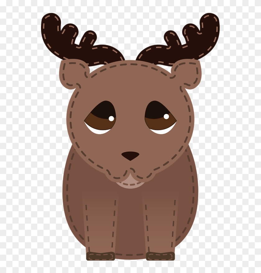 Transparent Background Deer With Stitches - Cartoon #493196