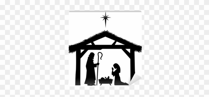 Mary, Joseph And Jesus Silhouette Wall Mural • Pixers® - Illustration #493673