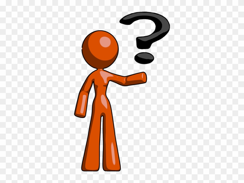 Orange Design Mascot Woman Holding Question Mark - Question Mark #493989