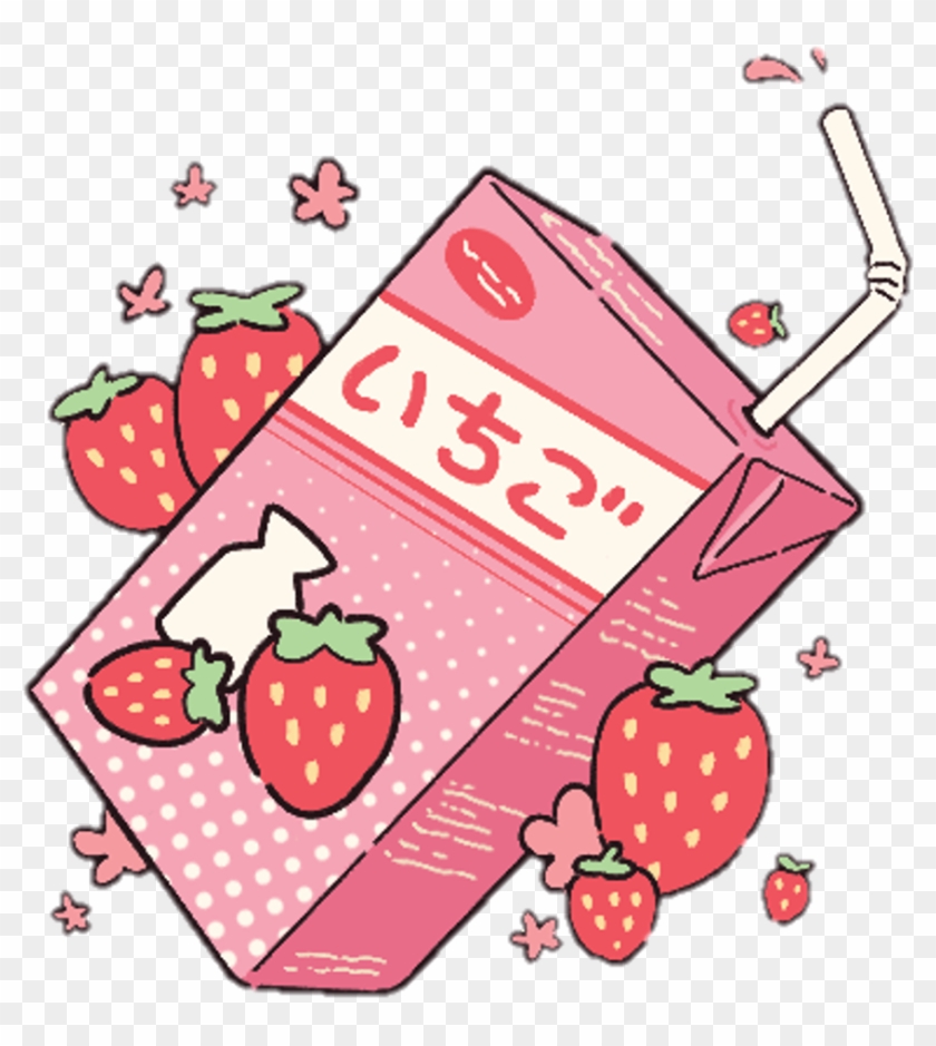 Aesthetic Kawaii Milk Strawberry Pastel Pink - Strawberries And Cigarettes #494173