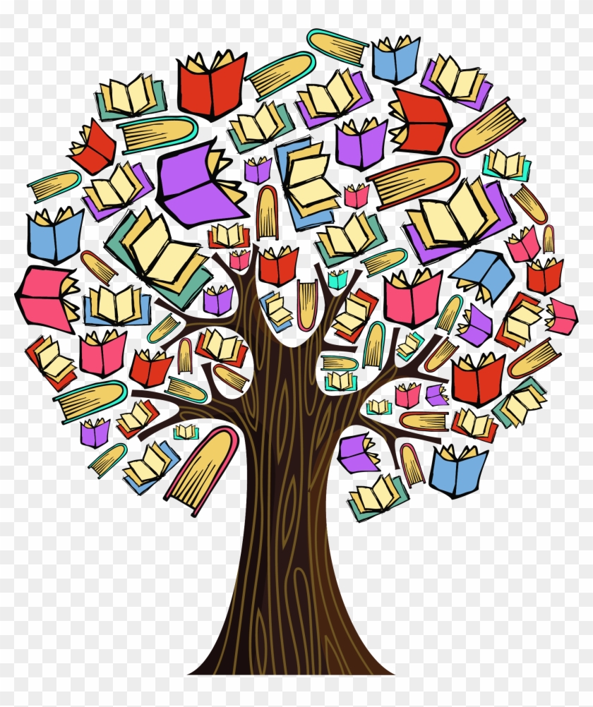 Colourful Book Tree - Art Print: Cienpies' Education Concept Tree With Books, #494207