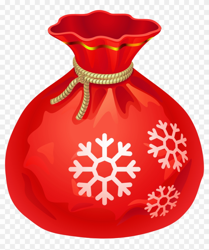 Transparent Christmas Red Santa Bag Png Clipart - Santa Bag Png #494387