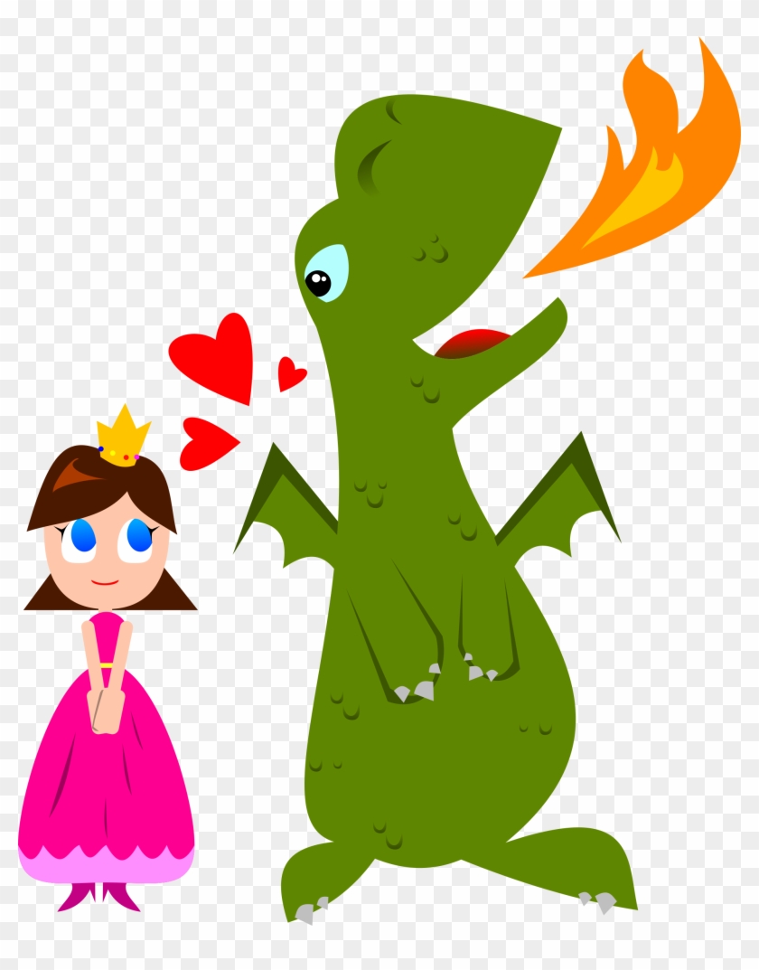 Free To Use & Public Domain People Clip Art - Cute Dragon And Princess #494690
