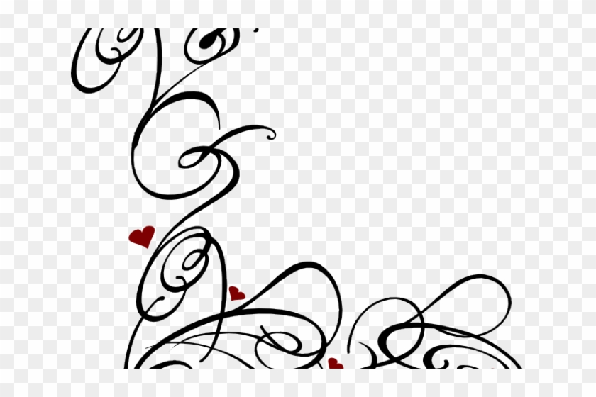 Decorative Line Black Clipart Swirl - Heart Swirls #494973