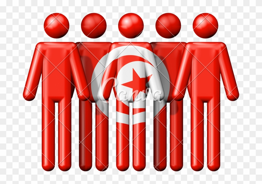 Flag Of Tunisia On Stick Figure - Flag #495083