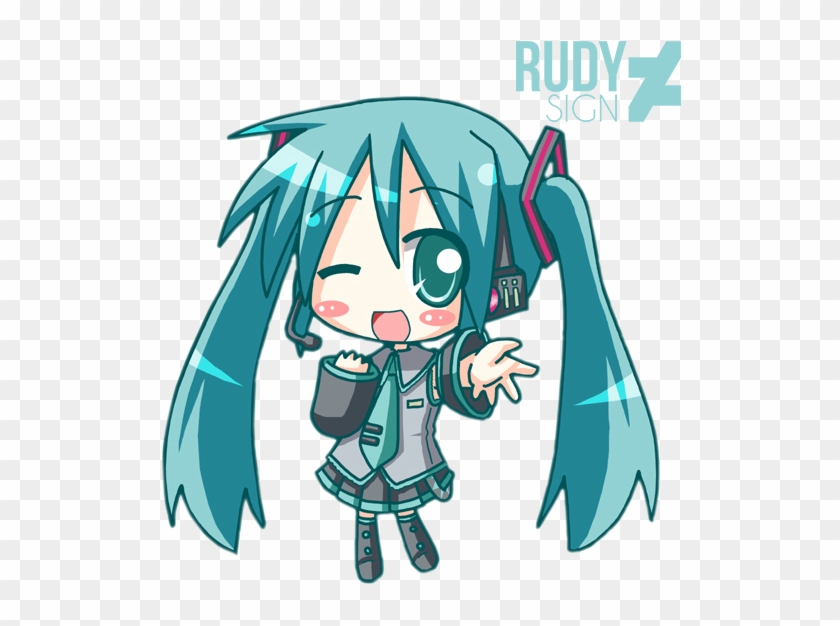 Hatsune Miku Render By Rudy-sign - Anime Chibi Transparent Background #495214