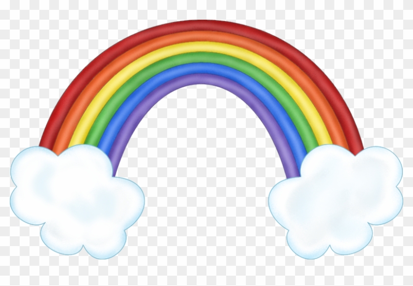 Rainbow With Clouds 3 Clipart - Rainbow With Clouds Transparent #495541
