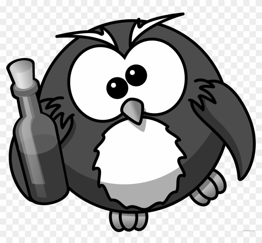 Owl High Quality Animal Free Black White Clipart Images - Custom Owl With Wine Shower Curtain #495754