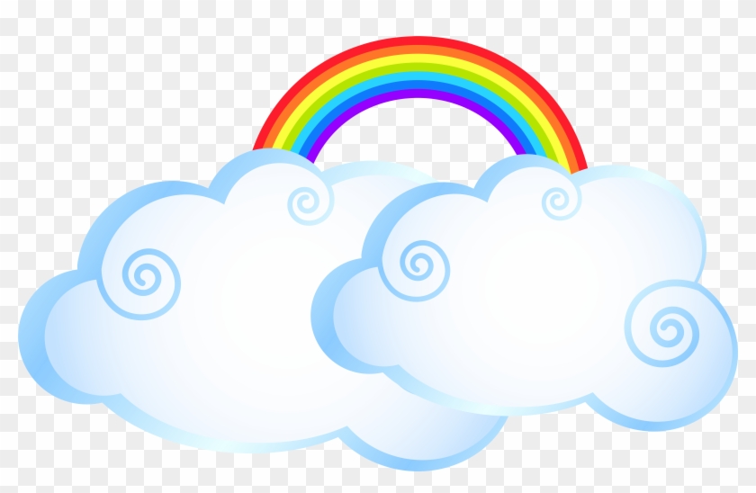Rainbow With Clouds Transparent Png Clip Art Imageu200b - Clouds And Rainbow Clipart #495888