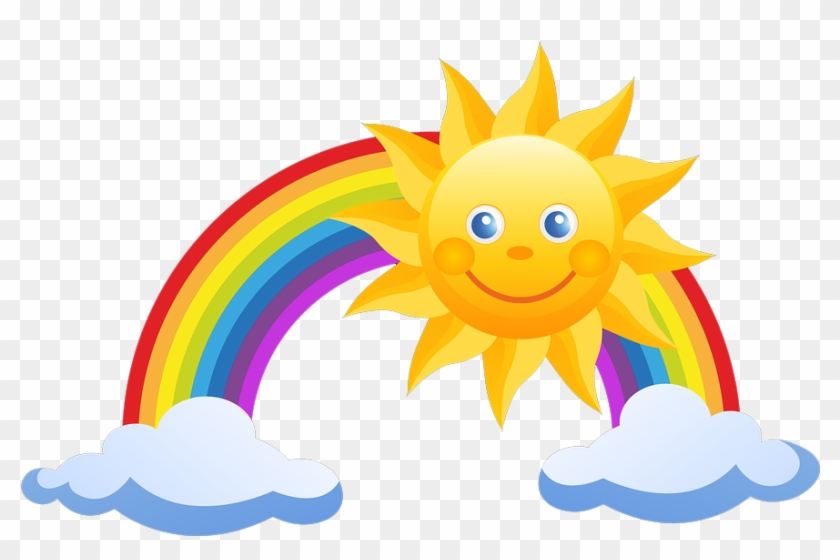 Rainbow Pixel Clip Art - Rainbow With Sun Png #495906