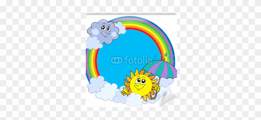 Sun And Clouds In Rainbow Circle Wall Mural • Pixers® - Sun #495927