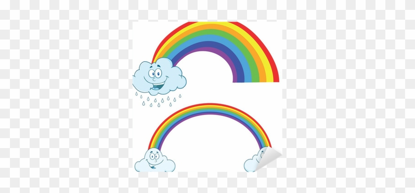 Clouds Raining With Rainbow Cartoon Characters - Rainbow #495931