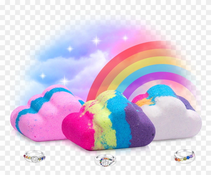 Image Description With Rainbow With Clouds Transparent - Heart #495936
