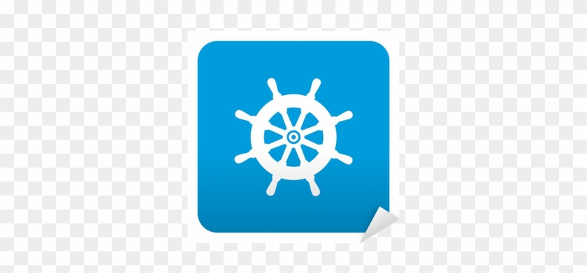 Sticker Type De Label App Symbole Bleu Bateau De Gouvernail - Torna Ahşap Oyma #496488