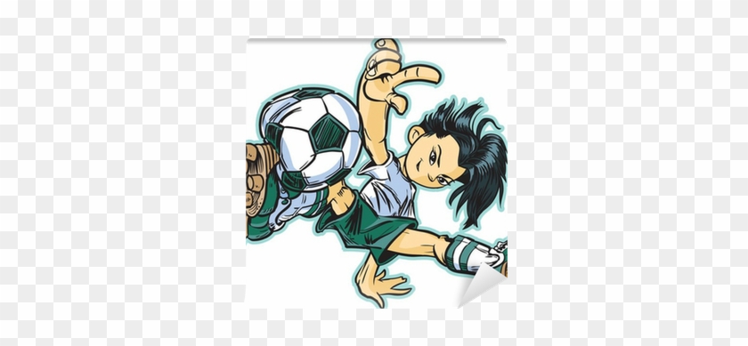 Fotomural Asian Break Dance Soccer Girl Vector Clip - Girl Wolf Soccer Cartoon #496635