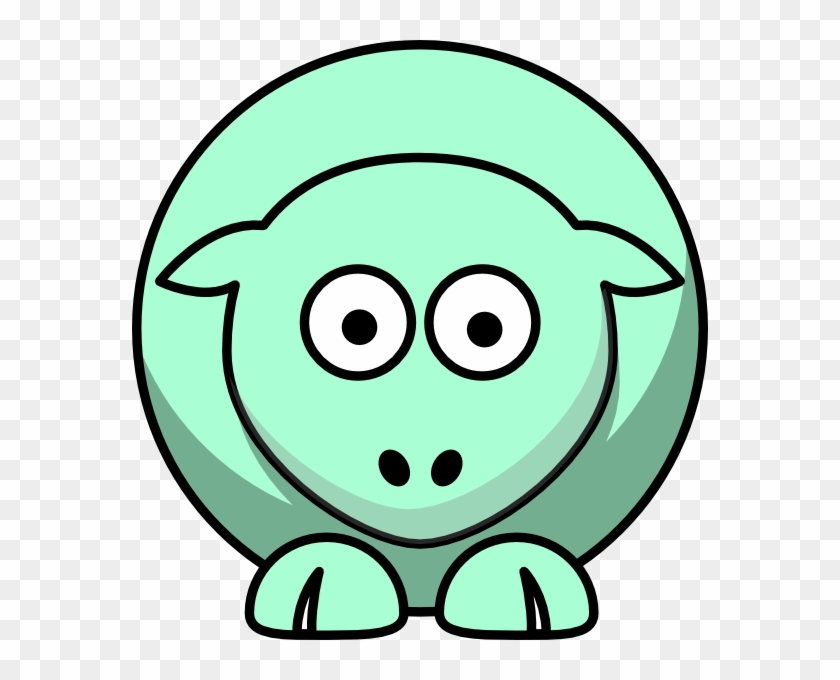 Sheep Looking Straight Pastel Green Clip Art At Clker - Draw A Simple Pig #496679