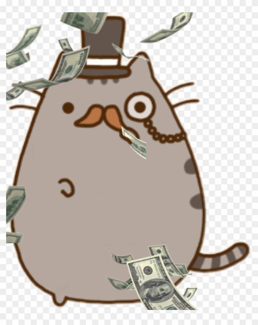 Pusheen Moneymoneymaker Moustache Ftestickers - 100 Dollar Bills Falling #496888