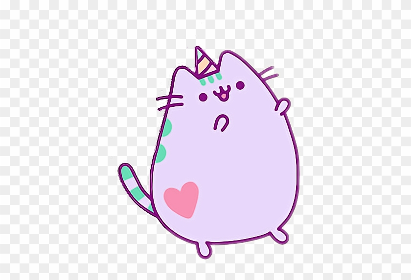 Kawaii Pusheen Cat Lila Party Heart Tumblr - Pusheen Cat Png #496903