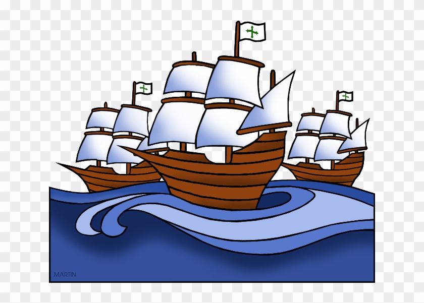 Nina, Pinta And Santa Maria - Christopher Columbus Ships Clipart #497344