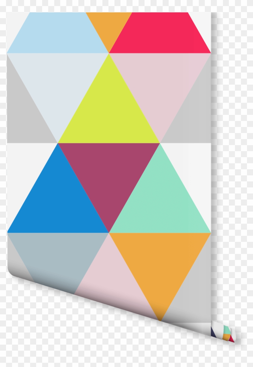 Colorful Geometric Triangles Wallpaper - Roll Wallpaper Png #498426